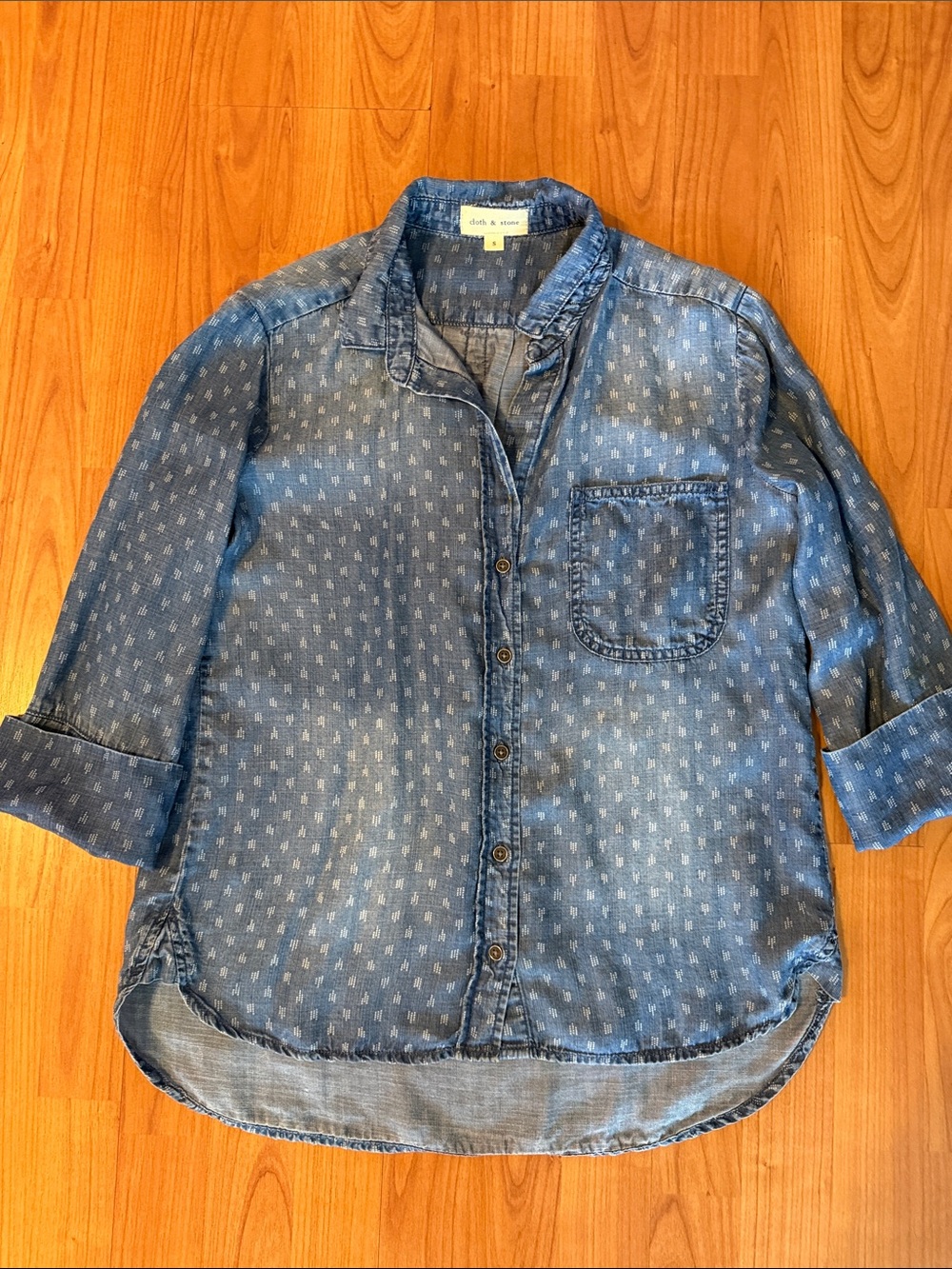 cloth & stone Light Blue Denim-Effect Button-Down Shirt